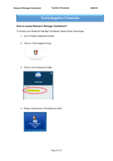 TechOne guide - How to access Research Manager Dashboard