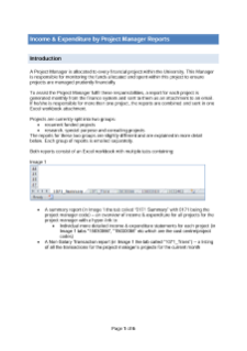 TechOne guide - How to read income and expenditure by project manager reports