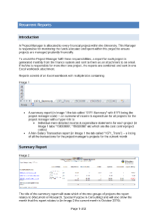 TechOne guide - How to read recurrent summary project manager reports