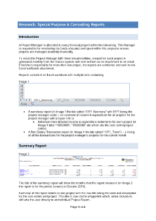 TechOne guide - How to read researchers summary project manager reports