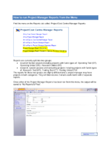 TechOne guide - How to run project manager reports