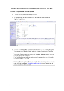TechOne guide - New purchase requisition and purchase order creation instructions