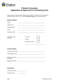 Application and approval for purchasing card