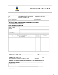 Request for credit memo form