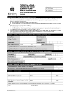 Parental Leave - Return to Work Support Fund Application Form (P&C/PLRWF)