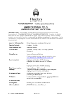 Position description template - teaching specialist (Academic)