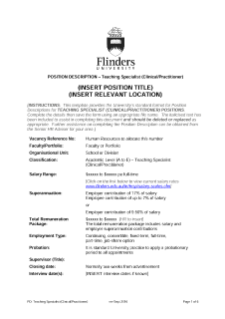 Position description template - teaching specialist (Clinical / Practitioner)