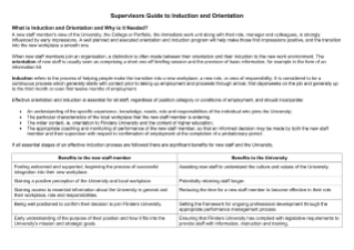Supervisors guide to induction and oritentation
