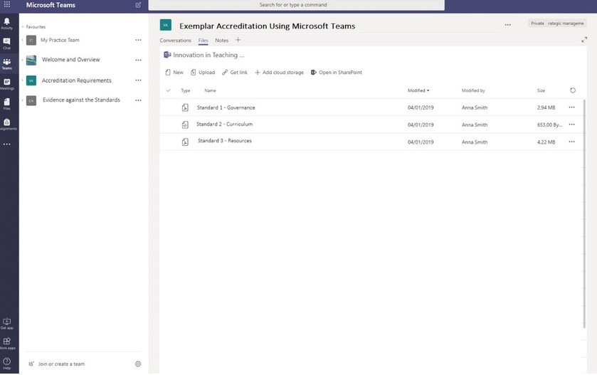 Mock up of Microsoft Teams accreditation site